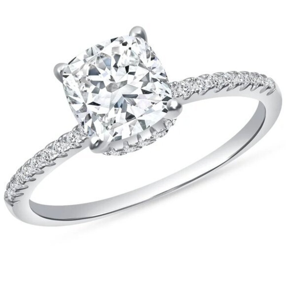 New 2 ct Solitaire cushion cut Moissanite Engagement Ring 925 Silver